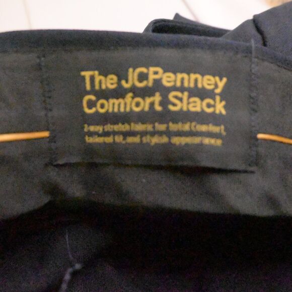 VTG JCPenney Comfort Slacks Mens 42x31 Navy Blue High Rise Dress Pants Trousers - Picture 3 of 6